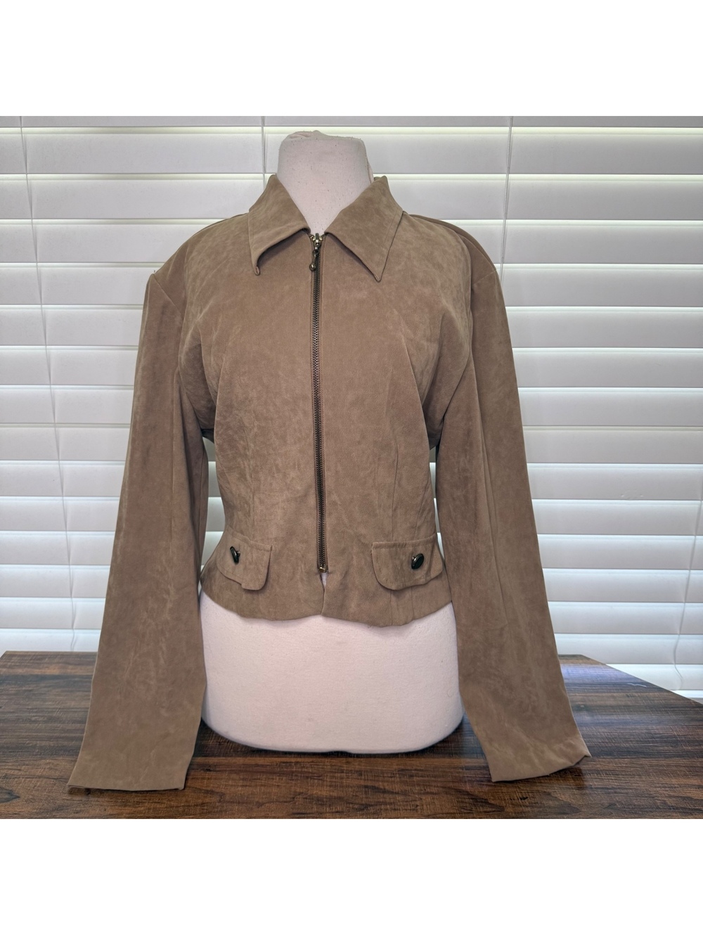 Vintage Dawn Joy Women's Tan Suede Jacket Size 13/14